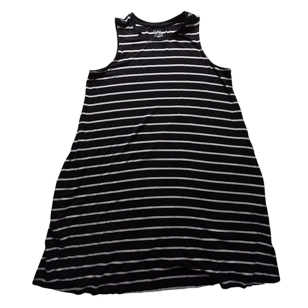 Time And Tru Dress Womens 3X Black Stripe Sleeveless Round Neck Swing Knee